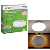 Commercial Electric 16 in. 3000K 4000K 5000K Selectable LED Flush Mount Ceiling Light with Night Light Feature 1400 Lumens Dimmable - Like New